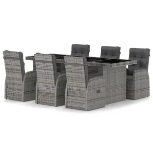 7-delige Tuinset met kussens poly rattan grijs 7-delige Tuinset met kussens poly rattan grijs