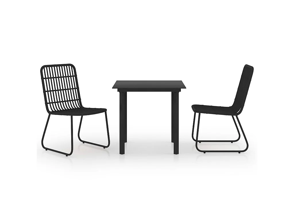 3-delige Tuinset poly rattan en glas