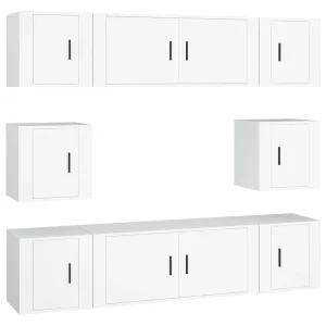 8-delige Tv-meubelset bewerkt hout wit 8-delige Tv-meubelset bewerkt hout wit