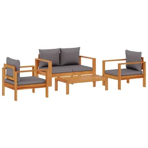 4-delige Loungeset met kussens massief acaciahout 4-delige Loungeset met kussens massief acaciahout