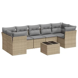8-delige Loungeset met kussens poly rattan beige 8-delige Loungeset met kussens poly rattan beige