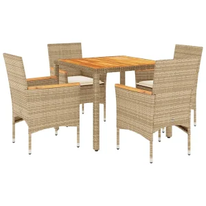 5-delige Tuinset met kussens poly rattan en acaciahout beige 5-delige Tuinset met kussens poly rattan en acaciahout beige