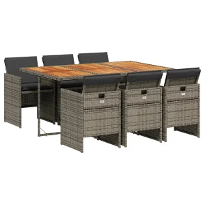 7-delige Tuinset met kussens poly rattan grijs 7-delige Tuinset met kussens poly rattan grijs