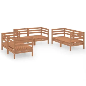 6-delige Loungeset massief grenenhout honingbruin 6-delige Loungeset massief grenenhout honingbruin