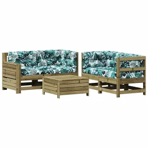 5-delige Loungeset met kussens geïmpregneerd grenenhout 5-delige Loungeset met kussens geïmpregneerd grenenhout
