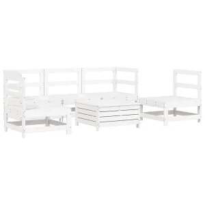 6-delige Loungeset massief grenenhout wit 6-delige Loungeset massief grenenhout wit