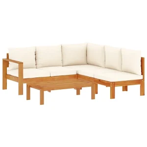 4-delige Loungeset met kussens massief acaciahout 4-delige Loungeset met kussens massief acaciahout