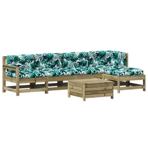 6-delige Loungeset met kussens geïmpregneerd grenenhout 6-delige Loungeset met kussens geïmpregneerd grenenhout
