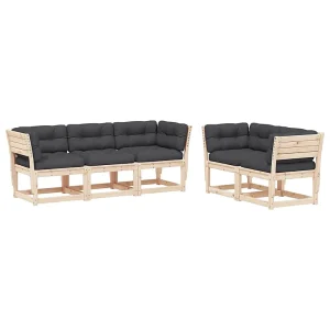 5-delige Loungeset met kussens massief grenenhout 5-delige Loungeset met kussens massief grenenhout