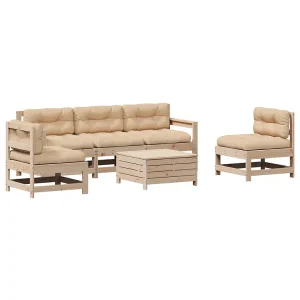 6-delige Loungeset met kussens massief grenenhout 6-delige Loungeset met kussens massief grenenhout