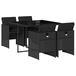 5-delige Tuinset met kussens poly rattan zwart 5-delige Tuinset met kussens poly rattan zwart