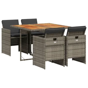 5-delige Tuinset met kussens poly rattan grijs 5-delige Tuinset met kussens poly rattan grijs