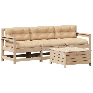4-delige Loungeset massief grenenhout