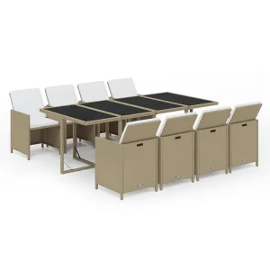 9-delige Tuinset met kussens poly rattan beige 9-delige Tuinset met kussens poly rattan beige