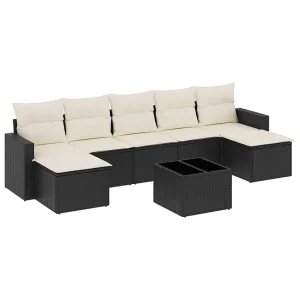 8-delige Loungeset met kussens poly rattan zwart 8-delige Loungeset met kussens poly rattan zwart