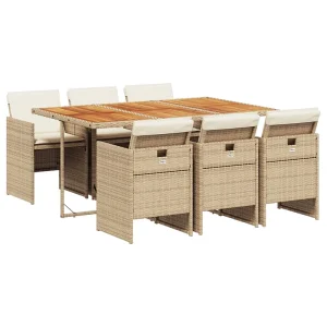 7-delige Tuinset met kussens poly rattan beige 7-delige Tuinset met kussens poly rattan beige