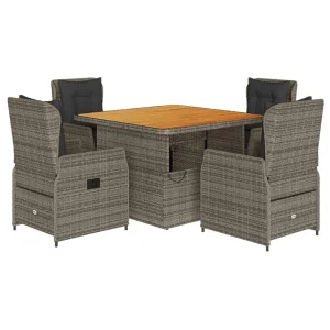 5-delige Tuinset met kussens poly rattan grijs 5-delige Tuinset met kussens poly rattan grijs