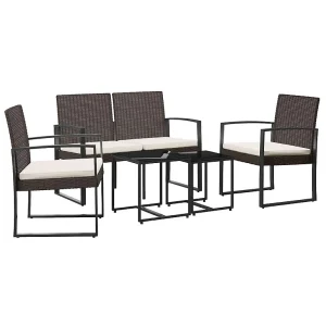 5-delige Tuinset met kussens polypropeen rattan bruin 5-delige Tuinset met kussens polypropeen rattan bruin