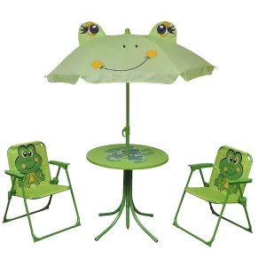 3-delige Bistroset voor kinderen met parasol groen 3-delige Bistroset voor kinderen met parasol groen