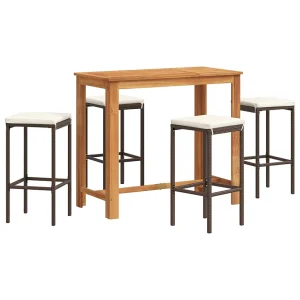 5-delige Tuinbarset massief acaciahout en poly rattan bruin 5-delige Tuinbarset massief acaciahout en poly rattan bruin