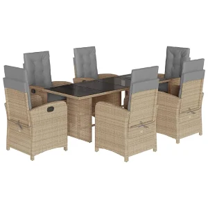 7-delige Tuinset met kussens poly rattan gemengd beige 7-delige Tuinset met kussens poly rattan gemengd beige