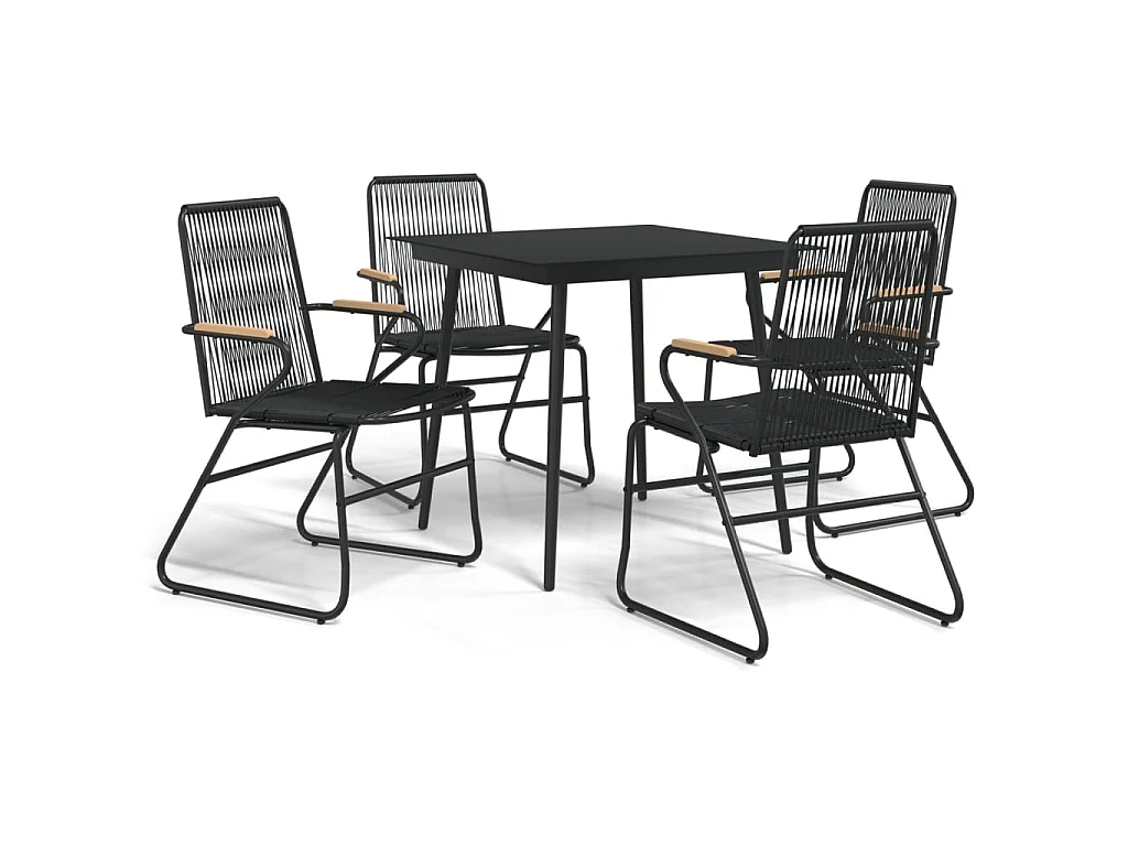 5-delige Tuinset PVC-rattan zwart