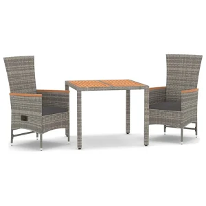 3-delige Tuinset met kussens poly rattan grijs 3-delige Tuinset met kussens poly rattan grijs