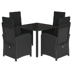 5-delige Tuinset met kussens poly rattan zwart 5-delige Tuinset met kussens poly rattan zwart