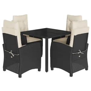 5-delige Tuinset met kussens poly rattan zwart 5-delige Tuinset met kussens poly rattan zwart