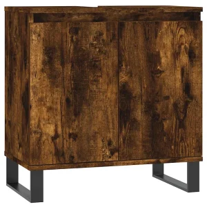 Badkamerkast 58x33x60 cm bewerkt hout gerookt eikenkleurig Badkamerkast 58x33x60 cm bewerkt hout gerookt eikenkleurig