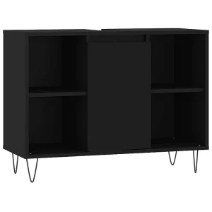 Badkamerkast 80x33x60 cm bewerkt hout zwart Badkamerkast 80x33x60 cm bewerkt hout zwart