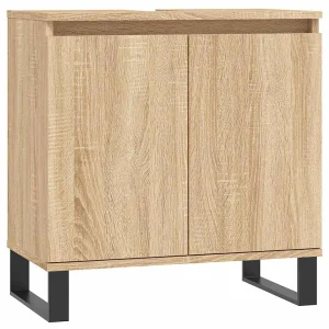 Badkamerkast 58x33x60 cm bewerkt hout sonoma eikenkleurig Badkamerkast 58x33x60 cm bewerkt hout sonoma eikenkleurig