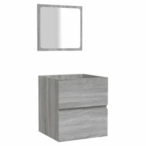 Badkamerkast met spiegel bewerkt hout grijs sonoma eikenkleurig Badkamerkast met spiegel bewerkt hout grijs sonoma eikenkleurig