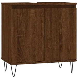 Badkamerkast 58x33x60 cm bewerkt hout bruin eikenkleur Badkamerkast 58x33x60 cm bewerkt hout bruin eikenkleur