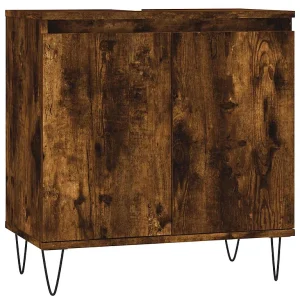 Badkamerkast 58x33x60 cm bewerkt hout gerookt eikenkleurig Badkamerkast 58x33x60 cm bewerkt hout gerookt eikenkleurig