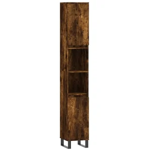 Badkamerkast 30x30x190 cm bewerkt hout gerookt eikenkleurig Badkamerkast 30x30x190 cm bewerkt hout gerookt eikenkleurig