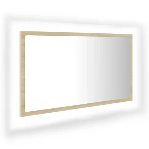 Badkamerspiegel LED 80×8,5×37 cm acryl sonoma eikenkleurig Badkamerspiegel LED 80×8,5×37 cm acryl sonoma eikenkleurig