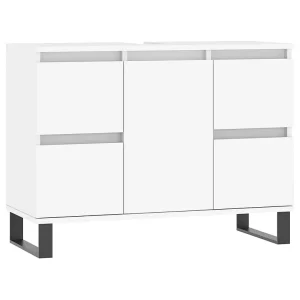 Badkamerkast 80x33x60 cm bewerkt hout wit Badkamerkast 80x33x60 cm bewerkt hout wit