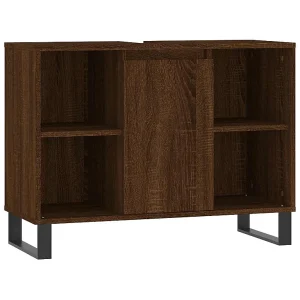 Badkamerkast 80x33x60 cm bewerkt hout bruin eikenkleur Badkamerkast 80x33x60 cm bewerkt hout bruin eikenkleur