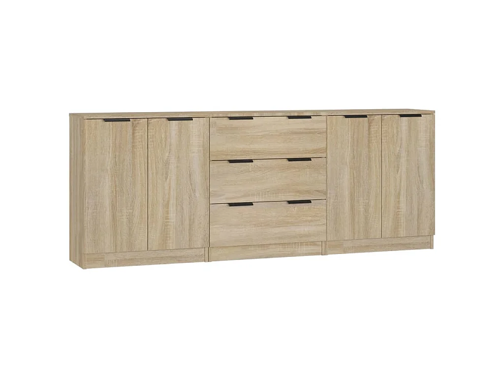 3-delige Dressoirs bewerkt hout sonoma eiken