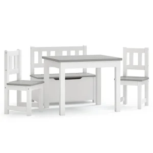 3-delige Kindertafel- en stoelenset MDF wit en grijs 3-delige Kindertafel- en stoelenset MDF wit en grijs