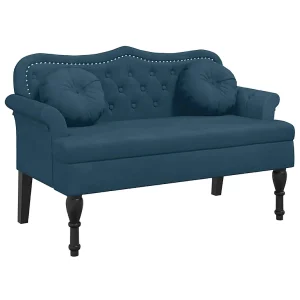 Bankje met kussens 120,5x65x75 cm fluweel blauw Bankje met kussens 120,5x65x75 cm fluweel blauw