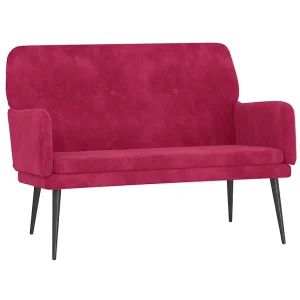 Bankje 108x79x79 cm fluweel wijnrood