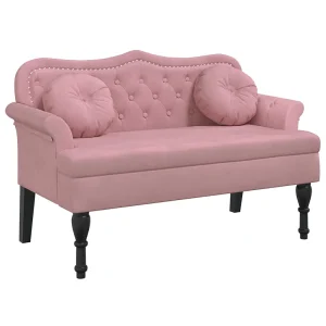 Bankje met kussens 120,5x65x75 cm fluweel roze Bankje met kussens 120,5x65x75 cm fluweel roze