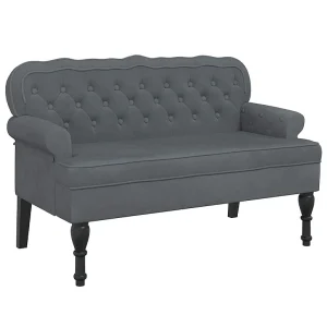 Bankje met rugleuning 119,5×64,5×75 cm fluweel donkergrijs Bankje met rugleuning 119,5×64,5×75 cm fluweel donkergrijs
