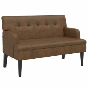 Bankje met rugleuning 112×65,5×75 cm kunstsuèdeleer bruin Bankje met rugleuning 112×65,5×75 cm kunstsuèdeleer bruin