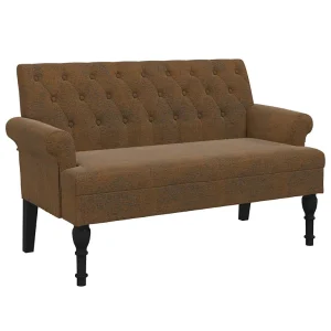 Bankje met rugleuning 120x62x75,5 cm kunstsuèdeleer bruin Bankje met rugleuning 120x62x75,5 cm kunstsuèdeleer bruin