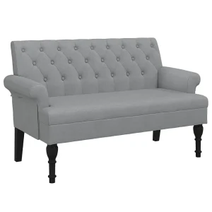 Bankje met rugleuning 120x62x75,5 cm stof lichtgrijs Bankje met rugleuning 120x62x75,5 cm stof lichtgrijs