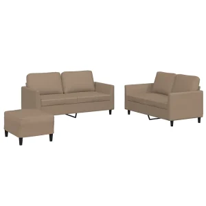 3-delige Loungeset met kussens kunstleer cappuccino 3-delige Loungeset met kussens kunstleer cappuccino