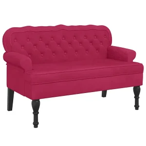 Bankje met rugleuning 119,5×64,5×75 cm fluweel wijnrood Bankje met rugleuning 119,5×64,5×75 cm fluweel wijnrood